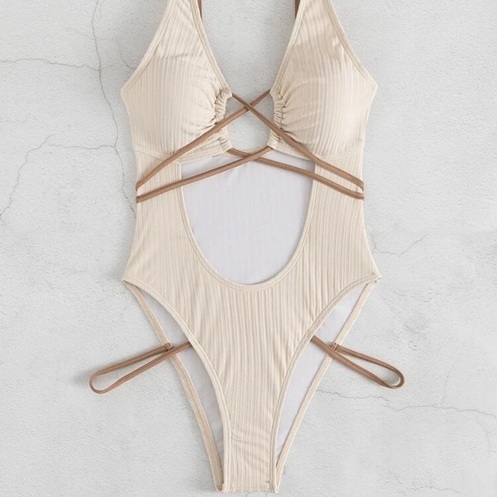 Cut Out Beige Monokini - Picture 3 of 6